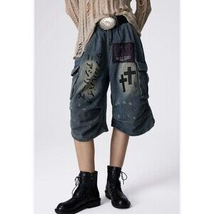 NWT Gothic punk womens calf wide leg shorts XL Whimsygoth punk grunge